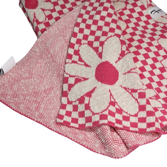 Nicole Miller Cotton Throw Blanket Decorative Oversize Floral And‎ Check 50x70in - Picture 5 of 14